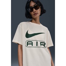 Nike Sportswear Air Loose Fit T-shirt Kadın Bol Kesim Pamuklu Tişört Krem Krem