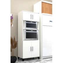 % 100 Mdf Çok Amaçlı Dolap, Fırın Ve Mikro Fırınlık Dolap Beyaz Beyaz Beyaz