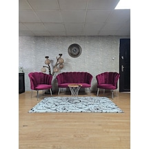 Zafir Papatya Çay Seti Koltuk Takımı Krom Sivriltme Ayak, Balkon, Salon, Ofis, Cafe Koltuk Takımı Bordo