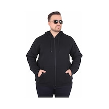 Starbattal Büyük Beden Unisex Kapüşonlu 3ip Sweat 11701 Sıyah Siyah