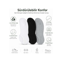 Çorap Giyim Erkek Geri Dönüşüm İplikli 6 Lı Görünmez Sneaker Çorap, İnce Dikişli, Nefes Alan Yazlık Babet Çorabı, Kaymaz Topuklu Siyah Gri Beyaz Çok Renkli