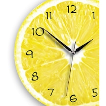 Cajuart Dekoratif Ahşap Limon İçi Canlı Yuvarlak Mutfak Duvar Saati