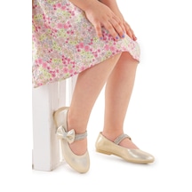 Kiko Kids Cırtlı Kız Çocuk Taşlı Babet Ayakkabı 252 Altın 001