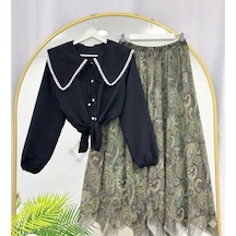 Lovie Moda Kadın Şifon Etekli Takım Haki
