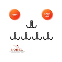 Noktali Askı, Metal Vestiyer Askısı, Matsiyah, Duvar Ve Dolap Askılığı 5'li Set Vidalı Matsi Yah