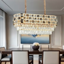Orrel 8li Sıralı Gold Kristal Taşlı Modern Yemek Odası Salon Sarkıt Avize Sarı Orrel 8li Sıralı Gold Kristal Taşlı Modern Yemek Odası Salon Sarkıt Avize Sarı