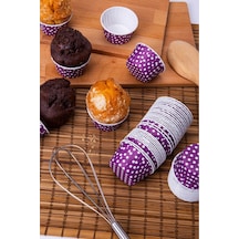 50'li Mor Muffin Cupcake Kalıbı Kek Kapsülü, Airfryer Uyumlu Kağıt Mor Diğer