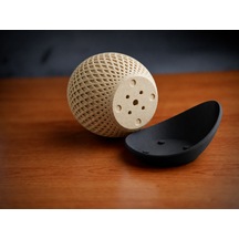 Bezos 3d Baskı Küre Saksı - Kafes Dokulu İki Parçalı Dekoratif Saksı - Bej-siyah Pro Standart