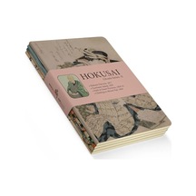 Ghosts Series Iı - A5, Hokusai 4'lü Defter Seti Iı, Çizgisiz, Toplam 256 Sayfa, Her Biri 64 Sayfa, Tel Dikiş, Esnek Kapak, Oval Kenar, Tuval Doku, 60 Gram, Sarı Krem Renk, Çok Renkli Açık Gri