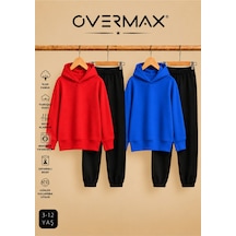 Overmax 2 Li Çocuk Kapüşonlu Eşofman Takımı Sweatshirt & Eşofman Altı 3-12 Yaş Kırmızı-siyah, Saks Mavi-siyah - 919953561 Kırmızı-siyah, Saks Mavi-siyah