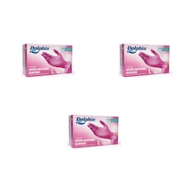 Dolphin Tek Kullanımlık Pembe Nitril Eldiven - Muayne Eldiveni Large Büyük Boy - 100'lü 3 Paket