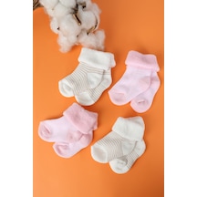 Baby Shez Pamuklu 4'lü Yenidoğan Bebek Kışlık Havlu Çorap Pembe