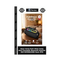 Delux Serisi Parti Cihazı Kamp Aleti Taşınabilir Bluetooth Hoparlör 30w Boombox680 Siyah Ipx6