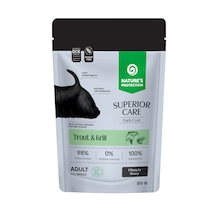 Nature S Protection Superior Care Koyu Tüylü Köpekler İçin Alabalıklı & Krilli Sos İçinde Yaş Köpek Maması 85g