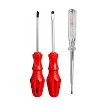 3'lü Tornavida Seti 5x100 Mm Düz + Yıldız + Kontrol Kalemi