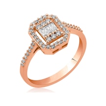 Gümüş Baget Kesim Rose Bayan Yüzük Gümüş