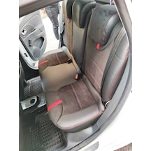Clio 4. Uyumlu Arka Sırt 2+1 Siyah Taytüyü Siyah Deri Karışımı Kırmızı Ip Kırmızı Şerit