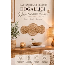 Rattan Duvar Dekoru 68x38 Cm Bohem Doğal Görünümlü El Yapımı Dekoratif Duvar Süsü 1