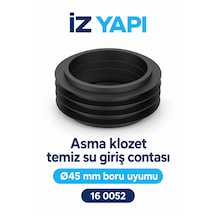 İz Yapı Asma Klozet Temiz Su Giriş Contası 45 Mm Kanatlı Gömme Rezervuar Boru Contası Siyah
