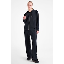 Lescon 25n-2103 Kadın Fermuarlı Kapüşonlu Sweatshirt - Siyah SiYAH