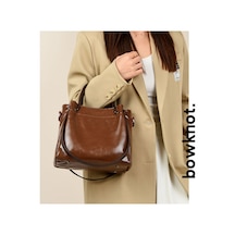 Jian Fan Elçantasıüstü Düzey Doku Tek Omuzlu Çaprazçanta Kahverengi