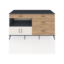 Kronos Konsol Tek Raflı 4 Çekmeceli 2 Kapaklı 176x59x99 Antrasit- Antrasit-aytaşı/çam