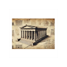 Antik Tapınak Çizimi Art Mdf Tablo