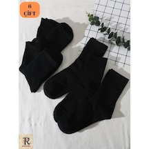 Trampler 6'Lı Düz Tenis Kolej Çorap Unisex Çorap Siyah
