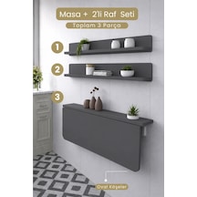Duvara Monte Katlanır Masa & 2 Li Raf Seti Antrasit 60x90 Cm
