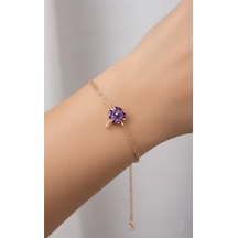 Çekirdekjewelry 925 Ayar Altın Mortaşli Yonca Bileklik Pembe
