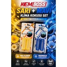 Kemboss Sarı Mavi Araç Klima Kokusu 2'li Set Mix Flower & Magnolia Vent Clip Oto Kokusu Sarı - Mavi Set
