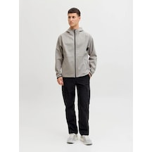Jack & Jones Jack&jones 12289209 Jjebase Sweat Zıp Hood Sn Lıght Grey Erkek Sweatshirt Gri