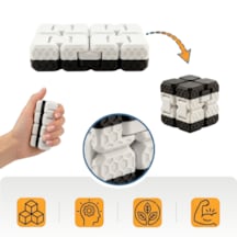 Taraftar Rengini Seç Fidget Cube - Siyah - Beyaz - Dayanıklı Stres Küpü Ve Konsantrasyon Aracı