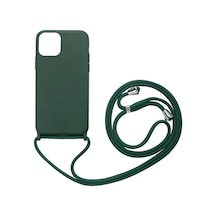 Kilifone - İphone 12 Pro Max Uyumlu Kılıf İp Askılı Koruyucu Ropi Kapak - Koyu Yeşil - T15123