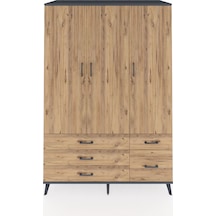 Kronos Dolap 5 Raflı 5 Çekmeceli Tek Askılı 132x59x195 Antrasit-çam/çam Atlas Çam/atlas Çam
