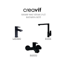 Creavit Sharp Lavabo Banyo Eviye Bataryası 3'lü Set SR1500S-SR2510S-SR8500S Siyah
