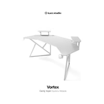 Vortex 25mm Kanatlı Oyuncu Masası | Beyaz Karbon Fiber Kaplama | Raflı Oyuncu Masası