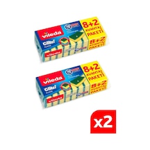 Vileda Eko Düz Hijyenik Bulaşık Süngeri 2 x 8 Adet Sarı