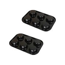 Ulzyvf Yapışmaz Muffin Kalıbı, Delikli 6'lı, Siyah, Keklik Siyah
