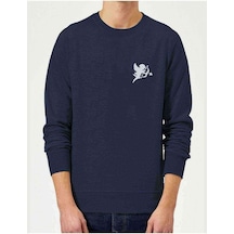Aşk Eros Baskılı Indigo Erkek Örme Sweatshirt Aşk Eros Baskılı Indigo Erkek Örme Sweatshirt
