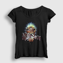 Presmono Kadın Eat Iron Maiden T-shirt Siyah