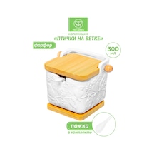 Elan Gallery 300 Ml Dökme Ürünler İçin Dal Üzerinde Kuşlar Kavanozu 391644755 Beyaz