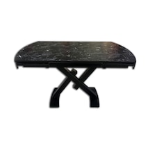 Masa X AYAK Model Metal Siyah Fırın Boya Dikdörtgen Kelebek Yan Açıl Siyah mermer Tabla Elyapım