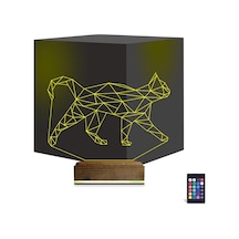 Luvivia Kedi Polygonal Tasarım 3d Lamba - Masa Gece Lambası Şeffaf