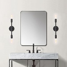 Riolight Modern Siyah 2xe27 Duylu Ayna Kenarı Metal Duvar Aplik N Siyah