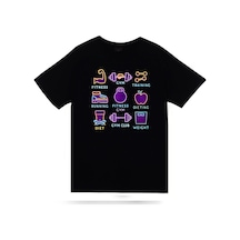Stoned&Fame Gym, Fitness, Vucüt Geliştirme, Body Building, Diyet Baskılı Unisex %100 Pamuk Siyah T-shirt SIYAH Siyah