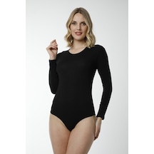 Hmd 3011 Pamuk Uzun Kollu Çıtçıtlı Body - Siyah Siyah