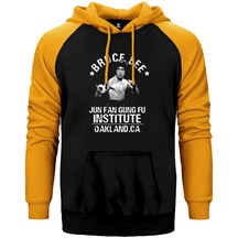 Bruce Lee Face Sarı Renk Reglan Kol Kapşonlu Sweatshirt