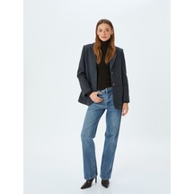 Koton Düz Paça Düz Kesim Normal Bel Düğmeli Kot Pantolon - Straight Fit Jean Orta İndigo 5wal40222md İndigo