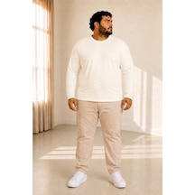 Sngl Tekstil Erkek Büyük Beden Oversize Uzun Kollu T-shirt 3xl 4xl 5xl 6xl 7xl 8xl 9xl Ekru
